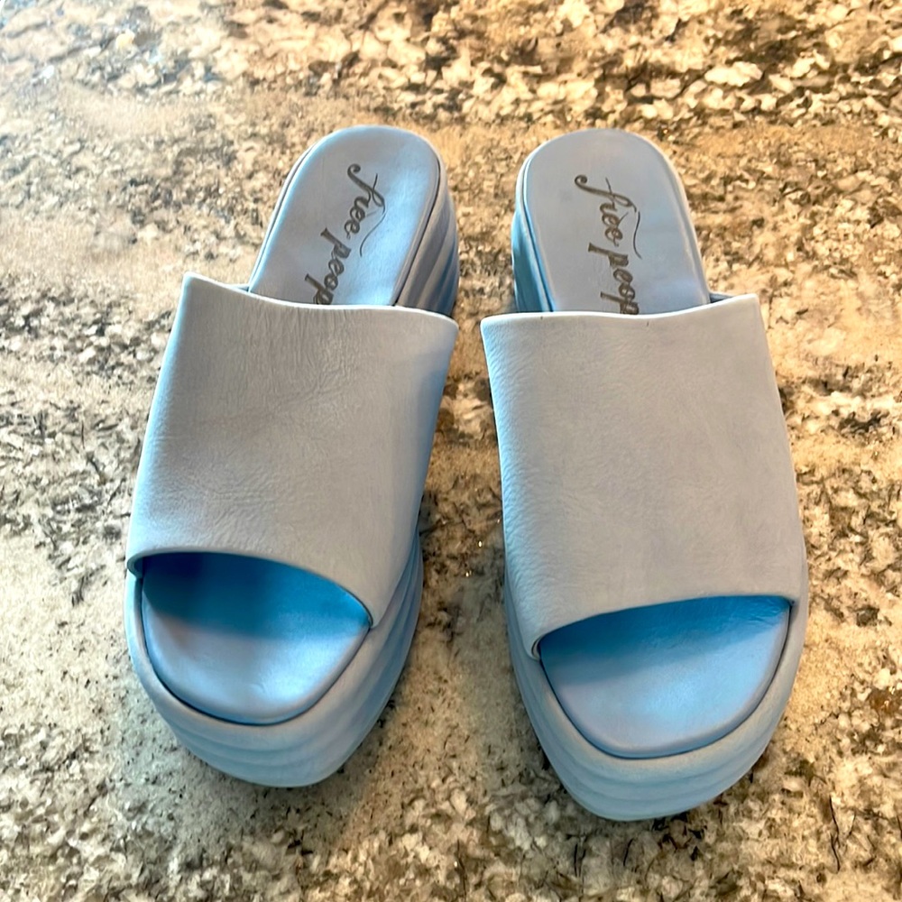 Free People Harbor Platform Sandal Indigo Blue EU 38 US 8 - Picture 3 of 9